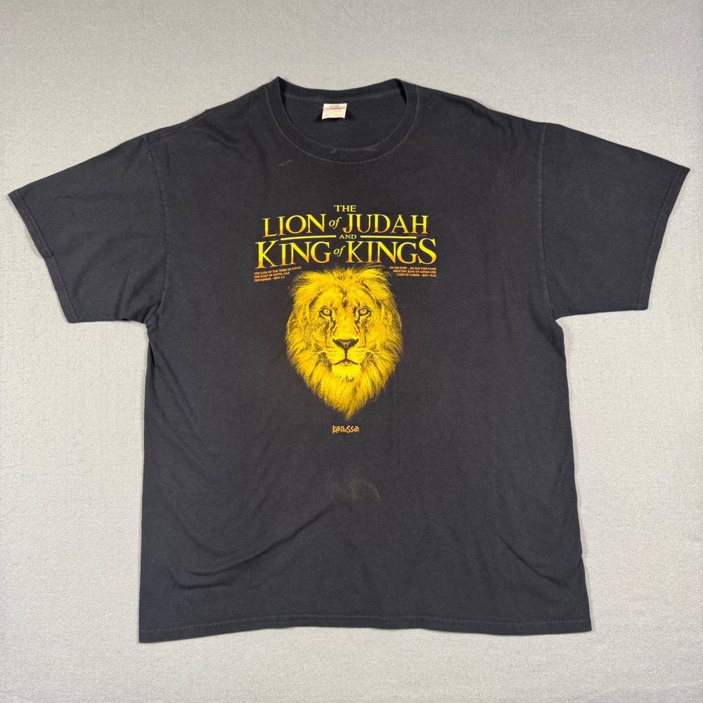 Kerusso Lion of Judah King of Kings T-Shirt Mens XL Black Cotton Graphic Tee XL